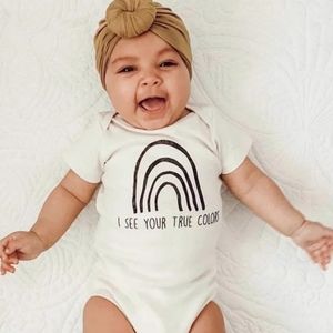 Newborn Baby Girl Boy Rainbow Bodysuit "I See Your True Colors" Infant Onesie